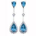 6mm Blue Topaz Drop Earrings in 10K White Gold with Diamonds (0.154 CT. T.W.)
